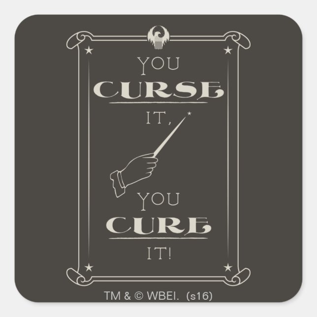 Adesivo Quadrado Amaldiçoa-O, Curá-Lo (Frente)