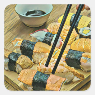 Adesivo Quadrado Amante de arte japonês