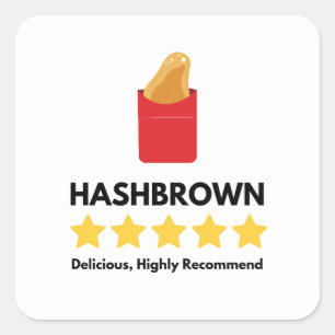 Adesivo Quadrado amante de batata de comida rápida marrom-hash