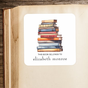 Adesivo Quadrado Amante de Livros Este Livro Pertence a Personaliza