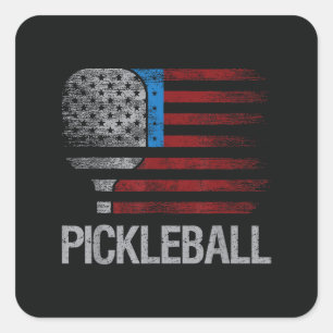 Adesivo Quadrado Amante de Paddleball Jogador de Pickleball Bandeir