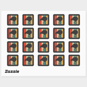 Adesivo Quadrado Amante de Pássaro Kiwi Vintage Estilo Retro Pássar