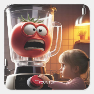 Adesivo Quadrado Amante de tomate de garota fantástica