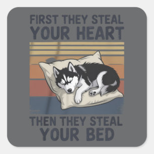 Adesivo Quadrado Amantes de cães siberianos engraçados, donos de cã