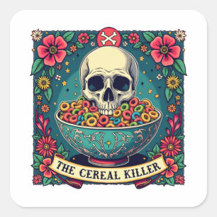 Adesivo Quadrado Amantes de Cereais da Família Assassino da Cereal 