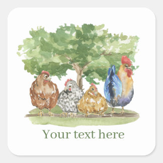 Adesivo Quadrado amantes de frango bonitos adicionam texto
