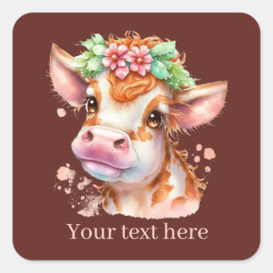 Adesivo Quadrado Amantes de vacas bonitas, personalizáveis