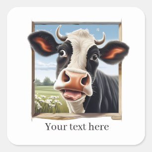 Adesivo Quadrado Amantes de vacas engraçadas, personalizáveis