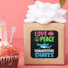 Adesivo Quadrado Amar Paz Tubarões-Hammerhead Tubarão-Mar-Fão