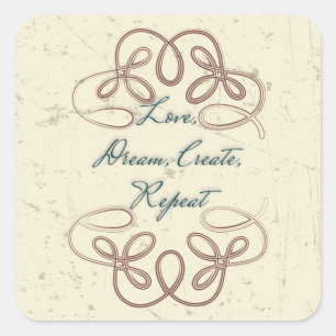 Adesivo Quadrado Amar, Sonhar, Criar, Repetir design Folk