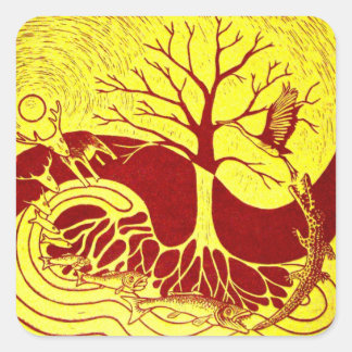 Adesivo Quadrado Amarelo do ciclo natural