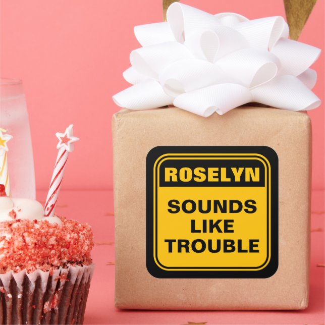 Adesivo Quadrado Amarelo engraçado parece sinal de cuidado com prob (Festa)