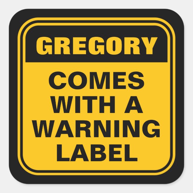 Adesivo Quadrado Amarelo engraçado personalizado vem com rótulo de  (Frente)