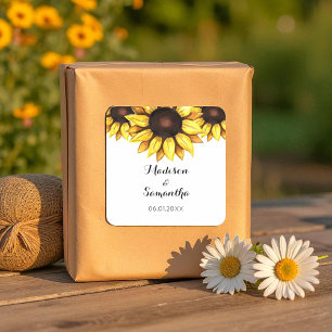 Adesivo Quadrado Amarelo Floral Amarelo de Sunflower White