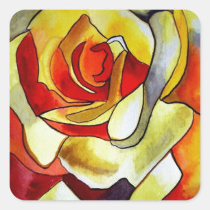 Adesivo Quadrado Amarelo Freesia aquarela original afloral