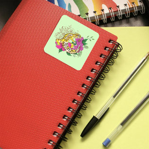 Adesivo Quadrado Amarelo-leopardo Gecko Verde