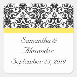 Adesivo Quadrado Amarelo preto/branco do damasco w/Vibrant