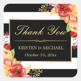 Adesivo Quadrado Amarelo Vermelho Dourado elegante outono Floral Ob