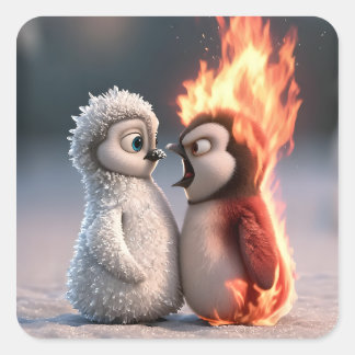 Adesivo Quadrado Amber & Frosty Tiny Penguins Big Feelings