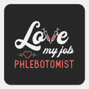 Adesivo Quadrado Ame Meu Trabalho Phlebotomista Enfermando Retro Ph