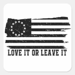 Adesivo Quadrado AME-O OU DEIXE-LHE a bandeira de Betsy Ross da