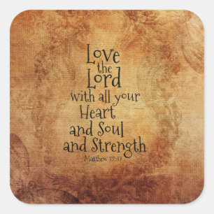 Adesivo Quadrado "Ame o senhor" escritura Matthew 22, vintage