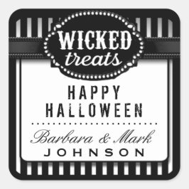 Adesivo Quadrado Ameaças Mobradas do Halloween Riscadas a preto e b