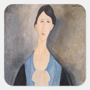 Adesivo Quadrado Amedeo Modigliani - Jovem Mulher de Azul