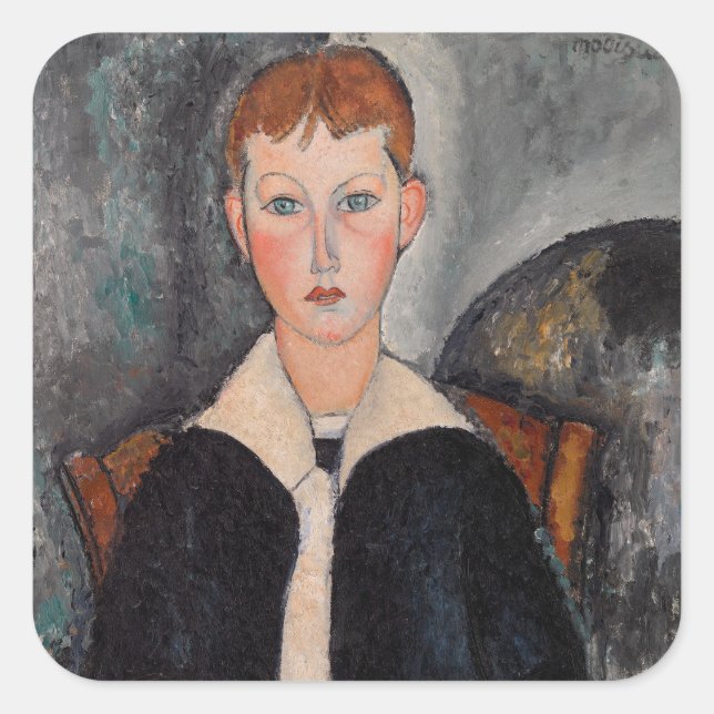 Adesivo Quadrado Amedeo Modigliani - Menino de um Terno de Marinhei (Frente)