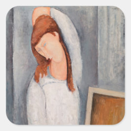 Adesivo Quadrado Amedeo Modigliani - Retrato Jeanne Hebuterne #1