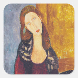 Adesivo Quadrado Amedeo Modigliani - Retrato Jeanne Hebuterne #2