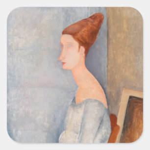 Adesivo Quadrado Amedeo Modigliani - Retrato Jeanne Hebuterne #3