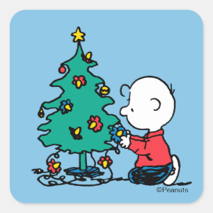 Adesivo Quadrado Amendoins   Luzes de Natal de Charlie Brown