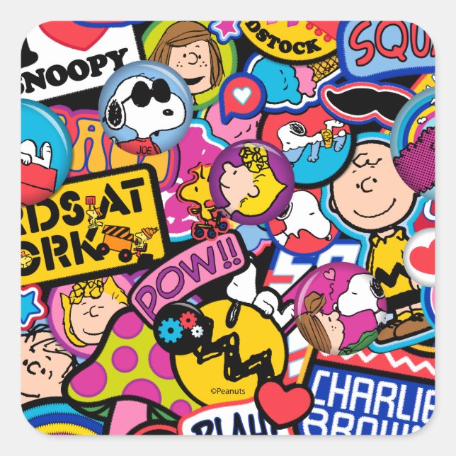 Adesivo Quadrado Amendoins | Padrão de patch de fita mista (Frente)