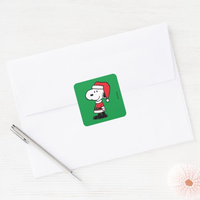Adesivo Quadrado Amendoins | Snoopy Papai Noel (Envelope)