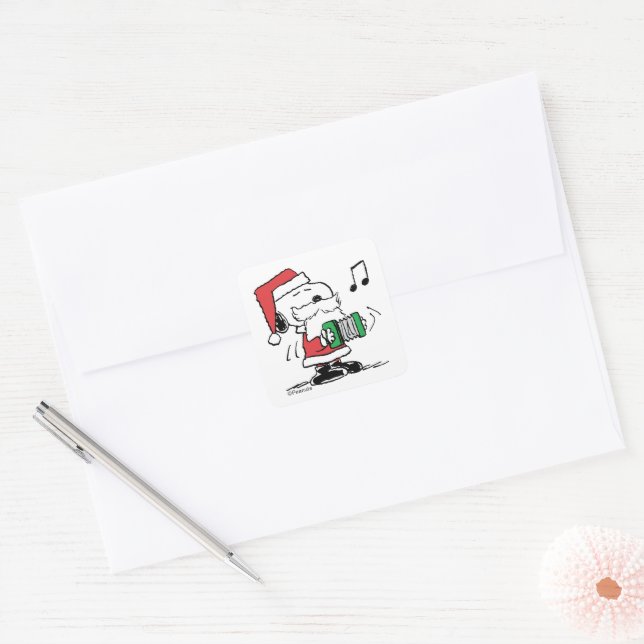 Adesivo Quadrado Amendoins | Snoopy Santa Claus Accordian (Envelope)