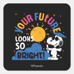 Adesivo Quadrado Amendoins Snoopy Seu Futuro Parece Tão Brilhante