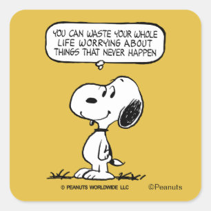 Adesivo Quadrado Amendoins Snoopy, você não aguenta sua vida inte