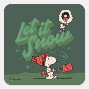 Adesivo Quadrado Amendoins Snoopy & Woodstock Deixa Nevar