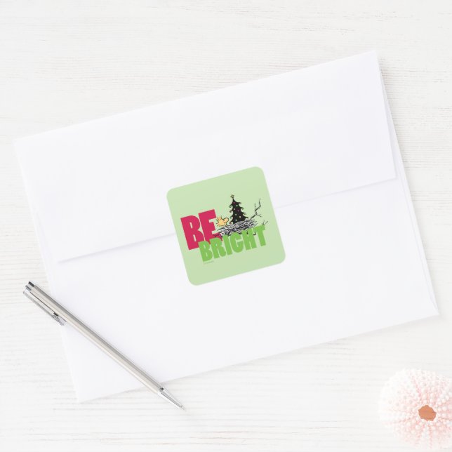 Adesivo Quadrado Amendoins | Woodstock Christmas Be Bright (Envelope)