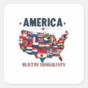 Adesivo Quadrado América construída por imigrantes patrióticos amer