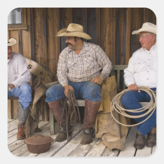 Adesivo Quadrado América do Norte, EUA. Cowboys relaxando e
