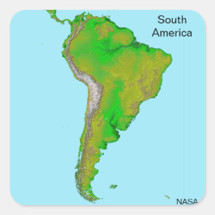 Adesivo Quadrado América do Sul Verde por Imagem por Satélite da NA