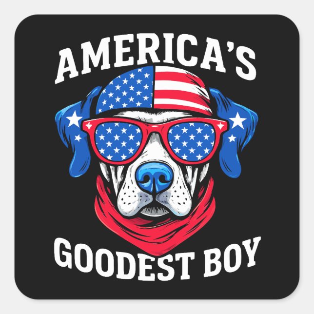 Adesivo Quadrado America’s Goodest Boy Dog (Frente)