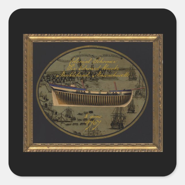 Adesivo Quadrado American Colonial Schooner Sir Edward Hawke (Frente)