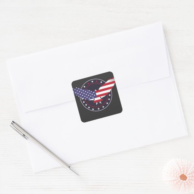 Adesivo Quadrado American Eagle USA Flag (Envelope)