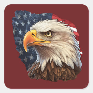 Adesivo Quadrado American Flag Bald Eagle