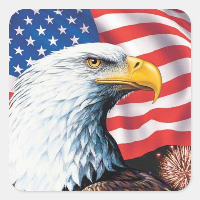 Adesivo Quadrado American Flag Eagle (Frente)