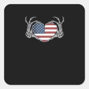 Adesivo Quadrado American Flag Heart Feed