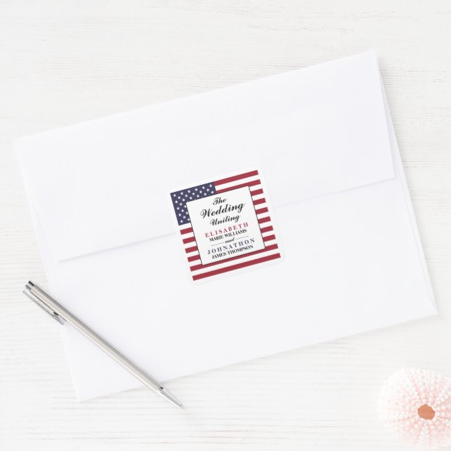 Adesivo Quadrado American Flag Wedding (Envelope)